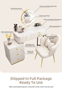 Tavolo da <span class=keywords><strong>Trucco</strong></span> Moderno Smart con Specchio, Ricarica Wireless, Altoparlante e Sgabello, Bianco, a 72,5 USD - Product Image 3