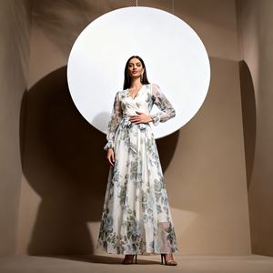 Robe Abaya de fête élégante en polyester imprimé de haute qualité pour femmes musulmanes, vente en gros - Product Image 2