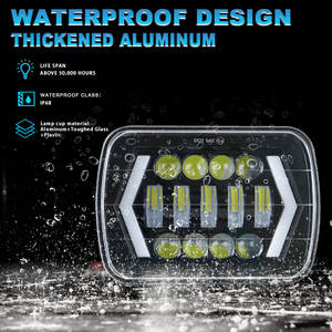 Phares LED 5x7 7x6 7 pouces 40W 12V, feux de croisement et de route, avec anneau lumineux DRL Angel Eye, pour Jeep XJ Wranglers, SUV tout-terrain, garantie 2 ans - Product Image 6