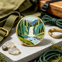 Nouvel Arrivage : Épingles de revers en métal émaillé personnalisées, thèmes Paysage, Montagne, Eau, Cascade, Aventure, Plein air, Nature. Vente en gros.
