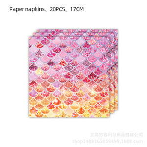 Juego de Vajilla Desechable con Diseño de Escamas de Pez Rosa, 40-60 Piezas, Platos, Vasos, Servilletas, Decoraciones de Cumpleaños - Product Image 4