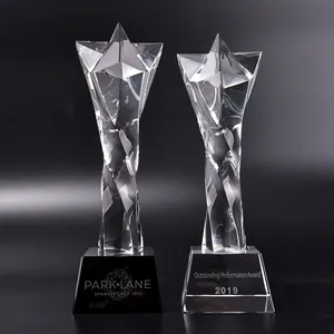 Op Maat Gemaakte Ster Trofee Ambachten 3d Lasergravure Gepersonaliseerde Kristalglas Plaque En Cadeau Trofee Sublimatie Kristallen Trofeeën