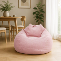 Fauteuils poufs en gros IStapromo – Fauteuil pouf une place en tissu de lin doux, forme goutte d'eau, housse amovible, pour adultes et enfants, style japonais