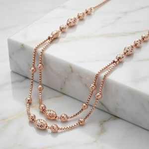 925 Silver Rose gold necklace elegant women double layer beaded chain bridal wedding party fashion stylish <b>gift</b> girls everyday - Product Image 3