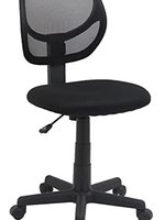 Chaise de bureau ergonomique en maille à dossier bas pour la maison et le bureau, avec hauteur réglable et roulettes pivotantes - Noir