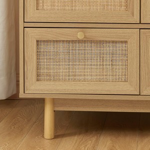 In magazzino porta In legno Rattan armadio In legno 2 porte camera da letto armadio con ripiani regolabili e cassetto - Product Image 3