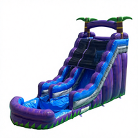 Château gonflable commercial double piste Midnight Combo en PVC avec toboggan et zone de saut, protection UV, imperméable et ignifuge