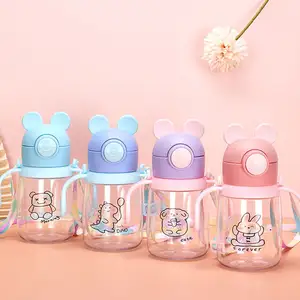 New Cute cartoon kids PP Plastic water bottles for children high temperature resistant back to school student straw bottle