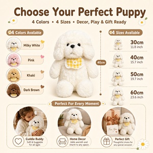 Lindo Perrito de Peluche con Babero Amarillo a Cuadros, Muñeco de Peluche Suave de Dibujos Animados, Diseño Único, Regalo para Niños para el Dormitorio - Product Image 4