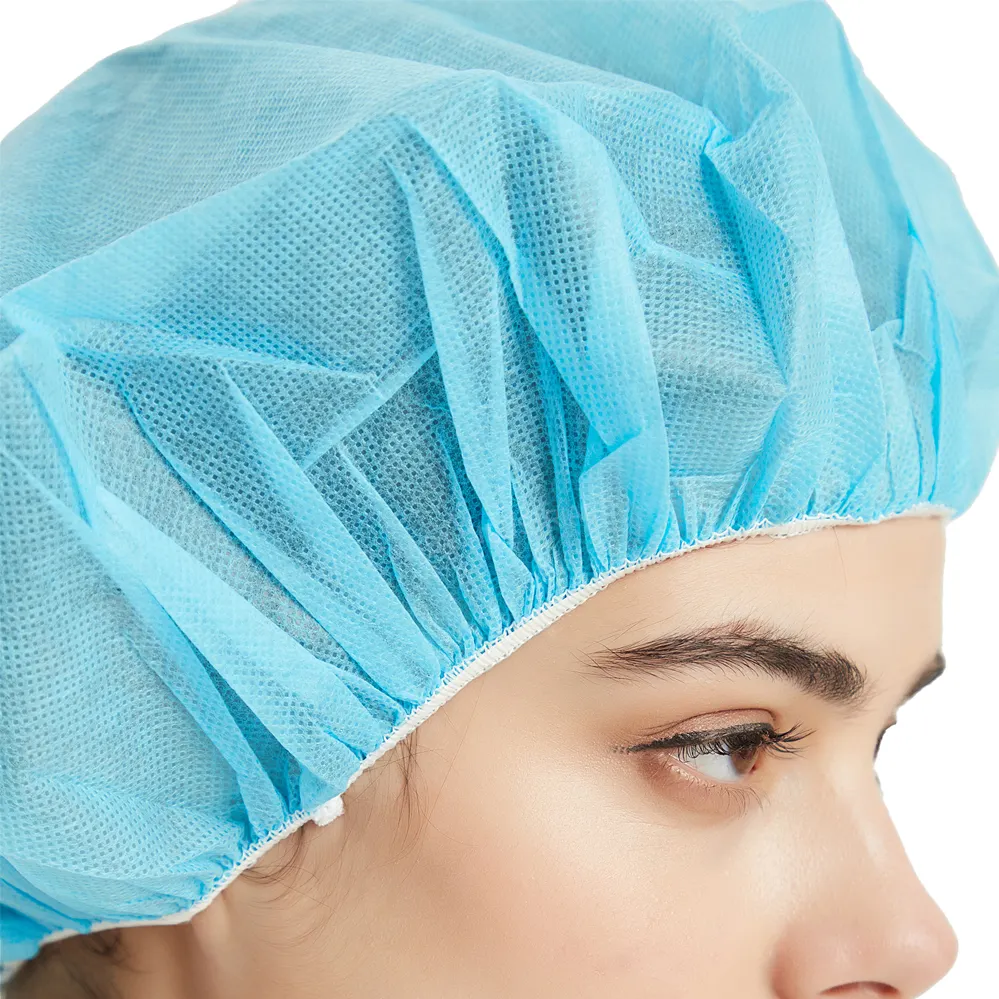 Factory Direct Elastic Food Industrial Hospital Nonwoven Round Cap Medical Disposable Bouffant Caps