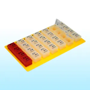 Wadah pil plastik HDPE wadah Vitamin mingguan kotak pil 4 minggu pengatur obat Harian