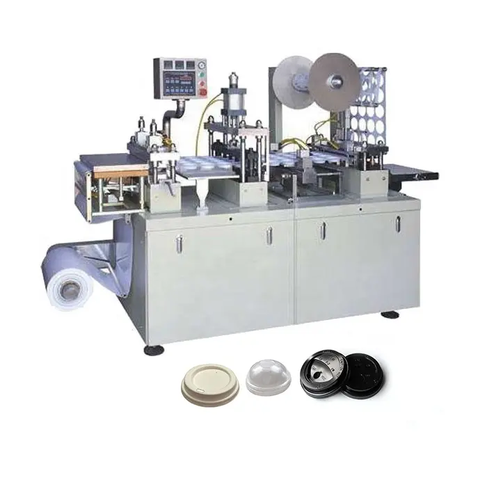 Machine pour fabrication de couvercles de tasses de café, plastique, entièrement automatique, jetable, thermosensible, 100 pièces