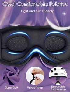 Masque de sommeil Bluetooth <span class=keywords><strong>avec</strong></span> écouteurs sans fil, masque oculaire occultant 3D pour <span class=keywords><strong>les</strong></span> dormeurs latéraux, voyages en avion, logo personnalisé accepté - Product Image 4