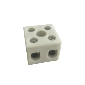 2022 Shanghai 15A 25A 30A 50A 2 way Ceramic terminal block /porcelain connector/2 pole ceramic connecting terminals