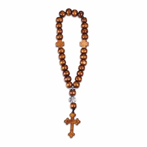 Rosario Ortodoxo Oriental hecho a mano con borlas cruzadas, pulsera de oración con cuentas, cuentas de madera, Rosario de bautismo religioso, pulsera con borlas - Product Image 2