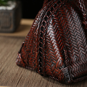 Handmade Bamboo Woven Women's Handbag Half Moon Shape Eco Friendly Wedding Crossbody Bag 1-1.9l Two Handles - Product Image 3