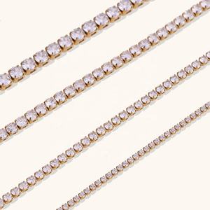 <span class=keywords><strong>Collar</strong></span> de Cadena de Tenis con Circonita Brillante Dingran de 2mm 3mm 4mm 5mm, Gargantilla de Acero Inoxidable Chapado en Oro de 18k - Product Image 1