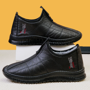 Men's Winter <b>Slip</b>-On Walking <b>Shoes</b> Warm Fleece Lined Waterproof Round Toe Casual Commuter Footwear - Product Image 3