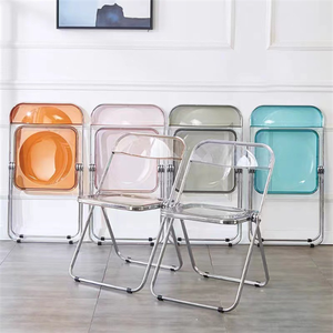 Silla plegable de plástico transparente moderna, asiento apilable fantasma de acrílico transparente, adecuado para sala de estar, comedor - Product Image 1