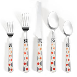 Tampon: service de couverts en acier inoxydable peint coloré avec poignées en plastique tampon vert, adapté à une utilisation quotidienne - Product Image 2