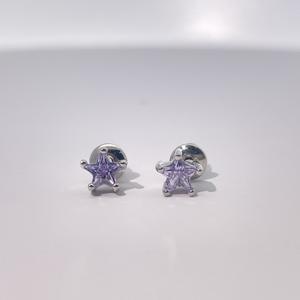 Pendientes de Botón de Estrella de Cinco Puntas de Circonita Cúbica Redonda con Corte Brillante, Chapados en Oro y Latón, Clásicos y Modernos de Tianyu Gems para Mujer - Product Image 6