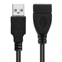 Câble d'extension USB noir mâle vers femelle de 1,5 m, adaptateur de données M/F, câble d'imprimante USB, prix d'usine