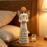 Statuette en résine Art Déco Ange de l'Amitié avec vase à fleurs et citation inspirante – Cadeau de commémoration pour décoration de table et de maison