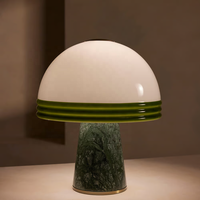 Lampe de table moderne en verre blanc et vert avec base en marbre vert pour villa, hôtel, chambre à coucher, lampe de table d'intérieur