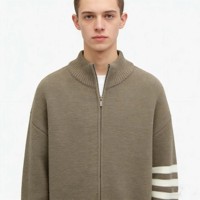 Veste en tricot zippée surdimensionnée de luxe pour homme, pull tendance en polyester et coton anti-boulochage à manches longues pour homme, hiver
