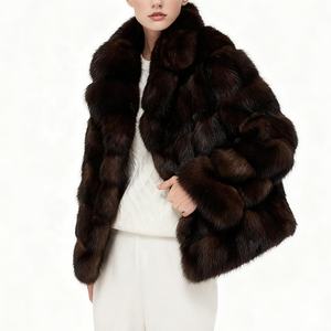 Manteau parka en fausse fourrure épaisse à revers rétro haut de gamme pour femme garçon-Manteau en fausse fourrure écologique ressemblant à du vison et en fausse fourrure de sable - Product Image 4