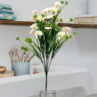 Karangan Bunga Daisy Evergreen Indoor Campuran Rumput Gandum Simulasi Dekorasi Pernikahan Natal Paskah untuk Meja