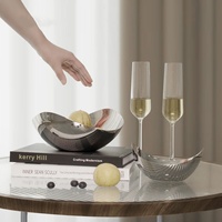 Bol de service ovale décoratif en acier inoxydable 304 poli miroir de qualité supérieure pour fruits, bonbons, porte-clés, plateau de cuisine et de maison