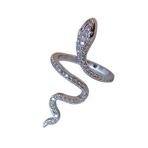 Anillo Ajustable con Forma de Serpiente, Micro Pavé de Diamantes de Imitación Creados en Laboratorio, Joyería de Moda para Fiestas, Diseño Unisex - Product Image 3