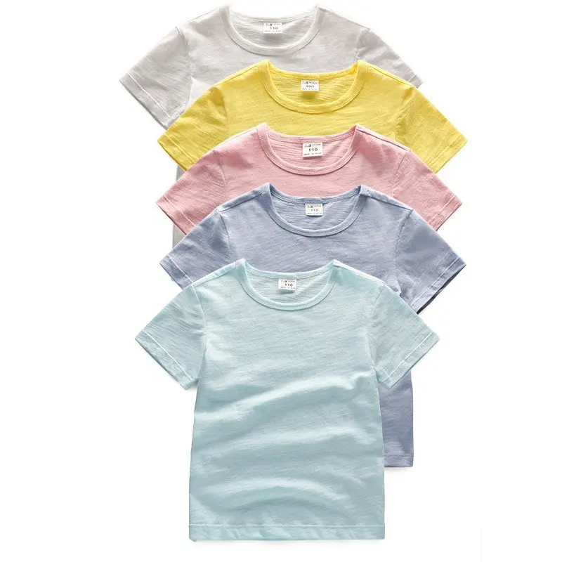 Custom Baby Clothes Unisex Toddler Clothing Kids Bamboo Shirt Solid Oversized Tshirt Baby Boys Girls' T Shirt