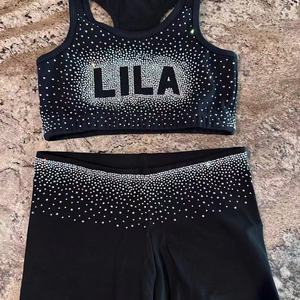 Conjunto de Ropa Deportiva para Baile y Animación, Sublimación Completa, Color Negro y Rosa, Top Corto, Pantalones Cortos, Chaqueta, Leggings para Niñas y Jóvenes - Product Image 4