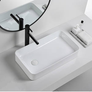 Lavabo Rectangular de Cerámica Deutschland con Drenaje Lateral, Fácil de Limpiar, para Instalación en Encimera de Baño - Product Image 3