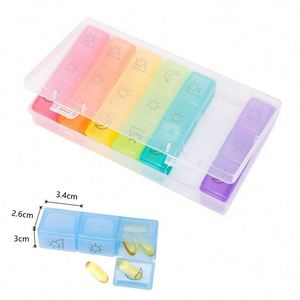 <b>Large</b> 21Compartment Rainbow Weekly Pill Organizer Colorful 7Day Travel Medicine Storage <b>Box</b> for Seniors and Promotional <b>Gifts</b> - Product Image 3