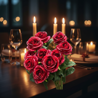 Rose artificielle équatorienne en gros, tige longue de 70 cm, tête de fleur de 10 cm, toucher réel, pour décoration de mariage, maison, hôtel