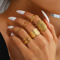 Bague géométrique en acier inoxydable tendance, polyvalente, unique, plaquée or 18 carats, ouverture réglable, unisexe, bijoux tendance pour un usage quotidien