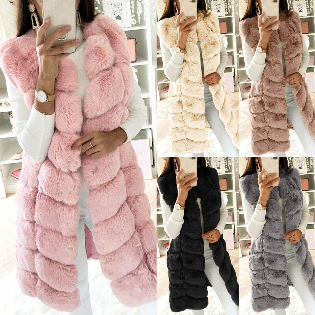 Großhandel Winter Single Breasted Custom Fashion Frauen lange Kunst pelz Mantel Weste