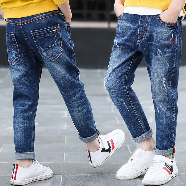 Kids Fashion Kind Denim Lange Broek Tieners Jeans Voor Jongen Baby Jongens Elastische Taille Broek