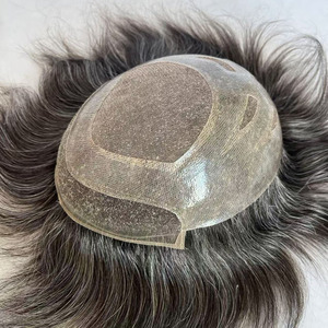 Prothèse capillaire Lace Front Mono Poly Skin pour hommes, en cheveux humains indiens, pour cheveux clairsemés - Product Image 3