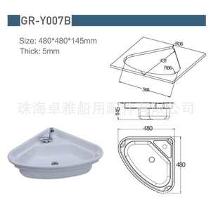 Lavabo Triangular de Acrílico Blanco para Autocaravanas y Yates 480*480*145mm Modelo GR-Y007B Grifos para Baño y Ducha - Product Image 5