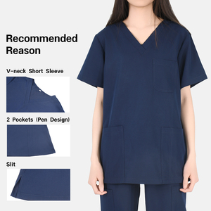 Conjunto de Uniformes Médicos OEM Personalizados Elásticos en 4 Direcciones, Blusa y Pantalones con Cuello en V para Enfermeras, Cómodos, Duraderos y a la Moda, Venta al por Mayor - Product Image 2