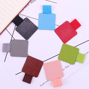 Customized PU leather pen <b>clip</b>, creative self-adhesive pen <b>clip</b>, Korean style minimalist square pen sleeve. - Product Image 2