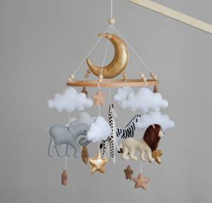 Sur la vente fait à la main couleur magnifique feutre teddy nursery bébé berceau <span class=keywords><strong>mobile</strong></span> avec bague en bois - Product Image 2