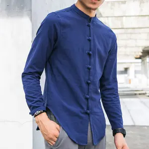 2023 Lente Nieuw Effen Casual Shirt Met Lange Mouwen Mannen Slim Fit Katoenen Linnen Herenoverhemd Mannenkleding Merk Plus Maat M-5XL