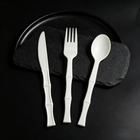 Fourchette, couteau et cuillère BPI CPLA 6-7 pouces, couverts compostables et biodégradables, résistants à la chaleur, robustes, à base de plantes, en vrac