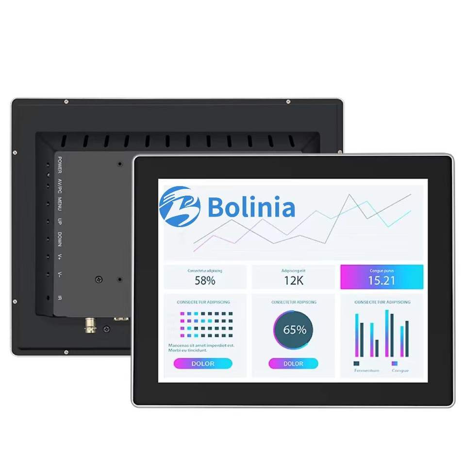 Factory 15" 15.6" 17" Industrial Monitor Fanless Aluminum IP65 Waterproof Wall Embedded Square Screen Display Stock VESA Mount