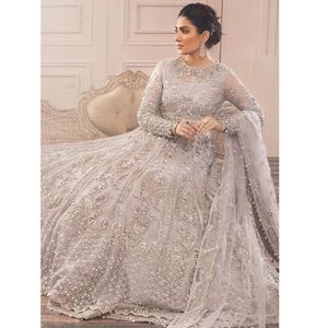 Robe blanche pakistanaise Salwar Kameez, tenue ethnique de fête en georgette, toutes saisons - Product Image 3